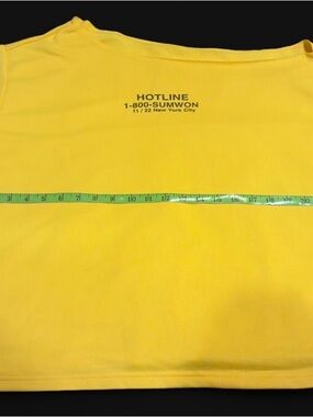 HOTLINE 1-800-SUMWON Yellow Graphic Crop Top